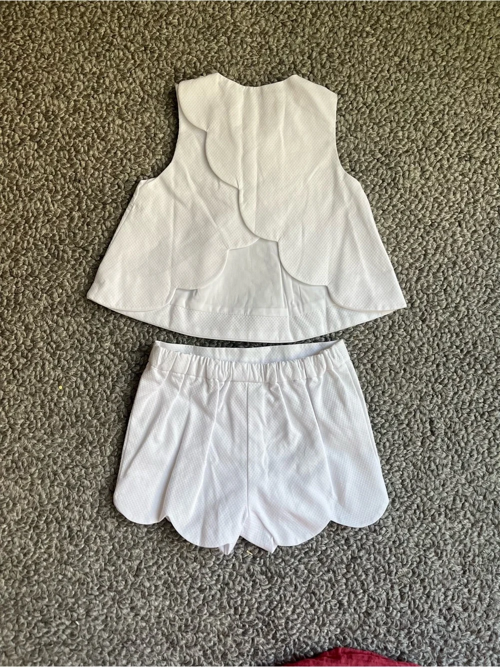 JACADI White Baby Girl Scalloped Collar Top & Shorts Set